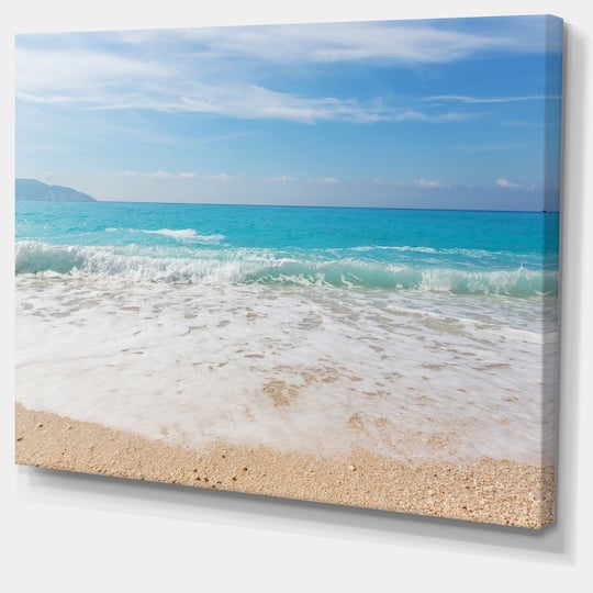 Designart - White Waves Kissing Beach Sand